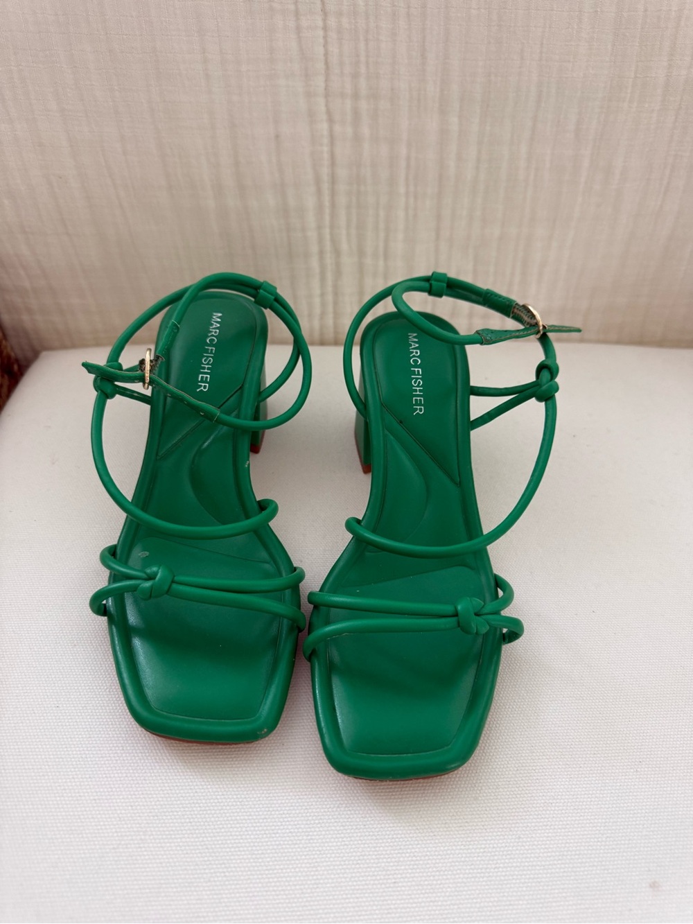 Marc Fisher Emerald Green Strappy Square-Toe Sandals
